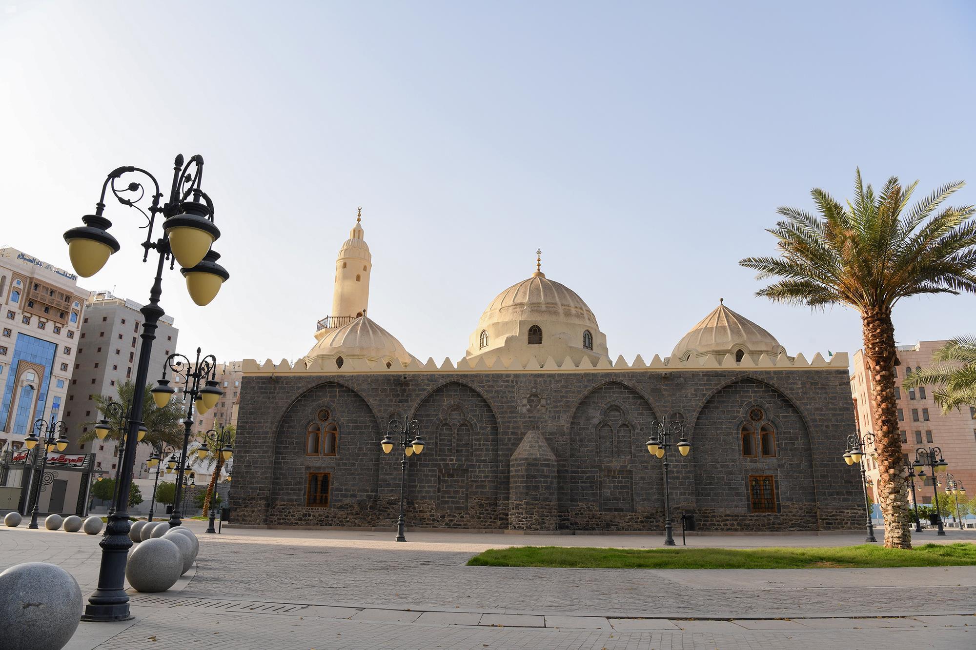 Historic Al-Ghamamah Mosque in Madinah with its domes and minarets